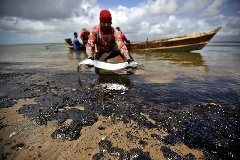 Pesca é afetada em vários pontos no NE por manchas de óleo nas praias