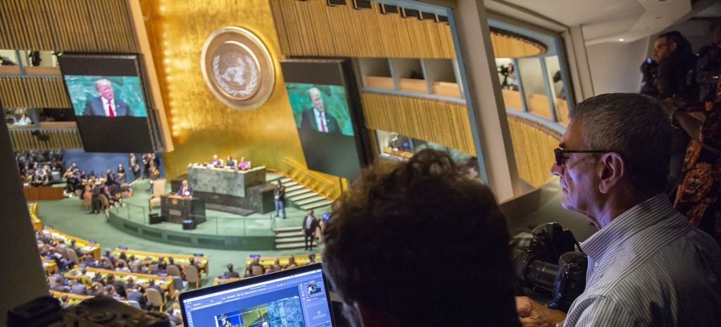 Jornalistas cobrem debate da Assembleia Geral das Nações Unidas, em Nova Iorque