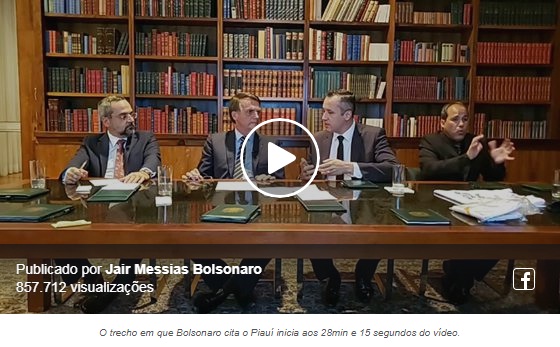 Foto da página do Presidente Jair Bolsonaro no Facebook