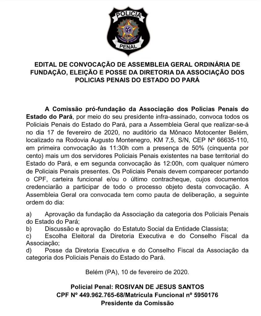 Edital de Convocação - Publicidade