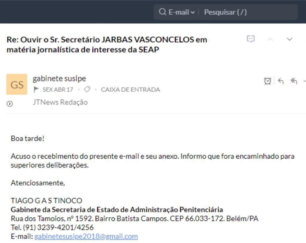 Comprovante de disponibilidade de espaço para esclarecimento