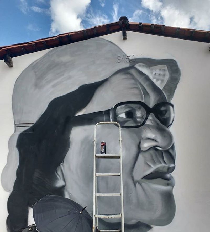 Grafite em homenagem a Maria da Inglaterra feito pelo grafiteiro piauiense WG, na casa da cantora no bairro Anita Ferraz, zona Norte de Teresina