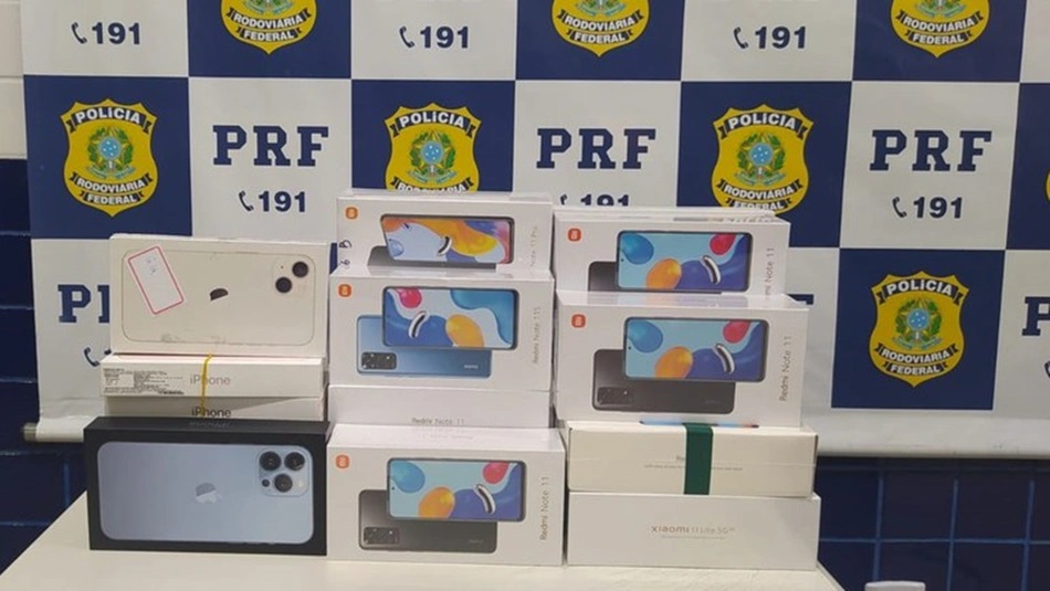 Celulares apreendidos pela polícia