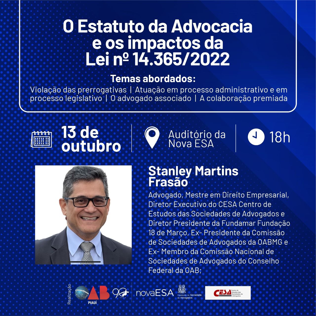 OAB-PI promove palestra temática sobre o Estatuto da Advocacia