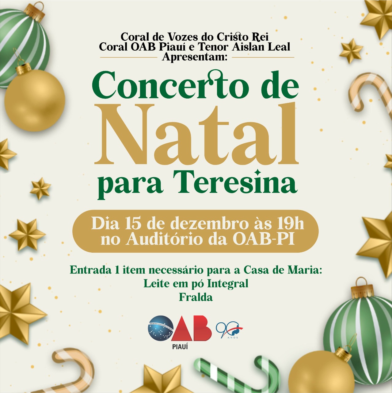 Divulgação do evento com o "Coral de Natal" da OAB/PI