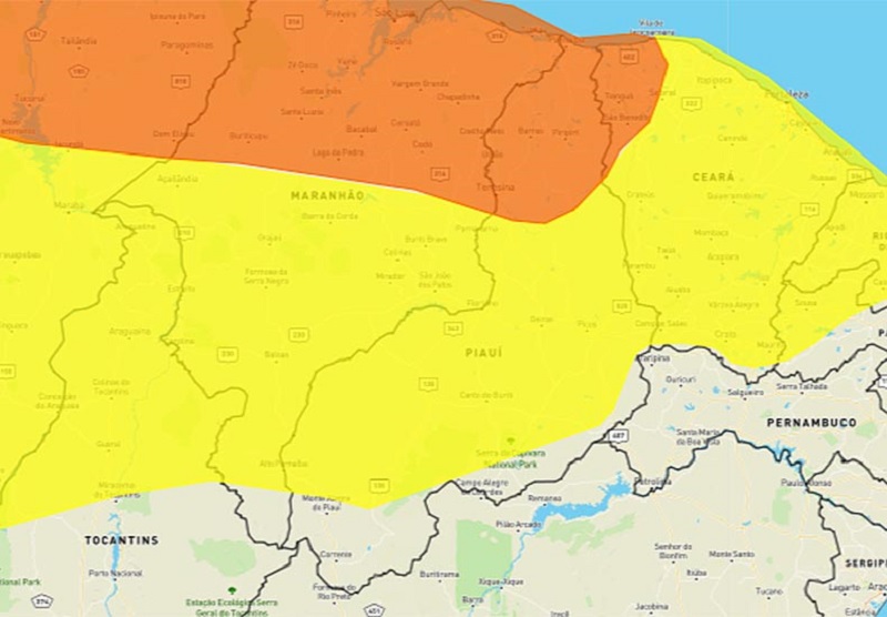 Inmet emite alerta laranja com chuvas intensas para o Piauí