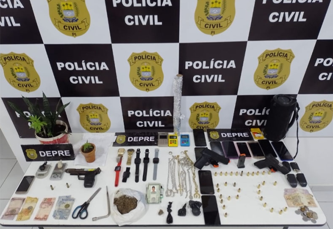 Material apreendido pela polícia