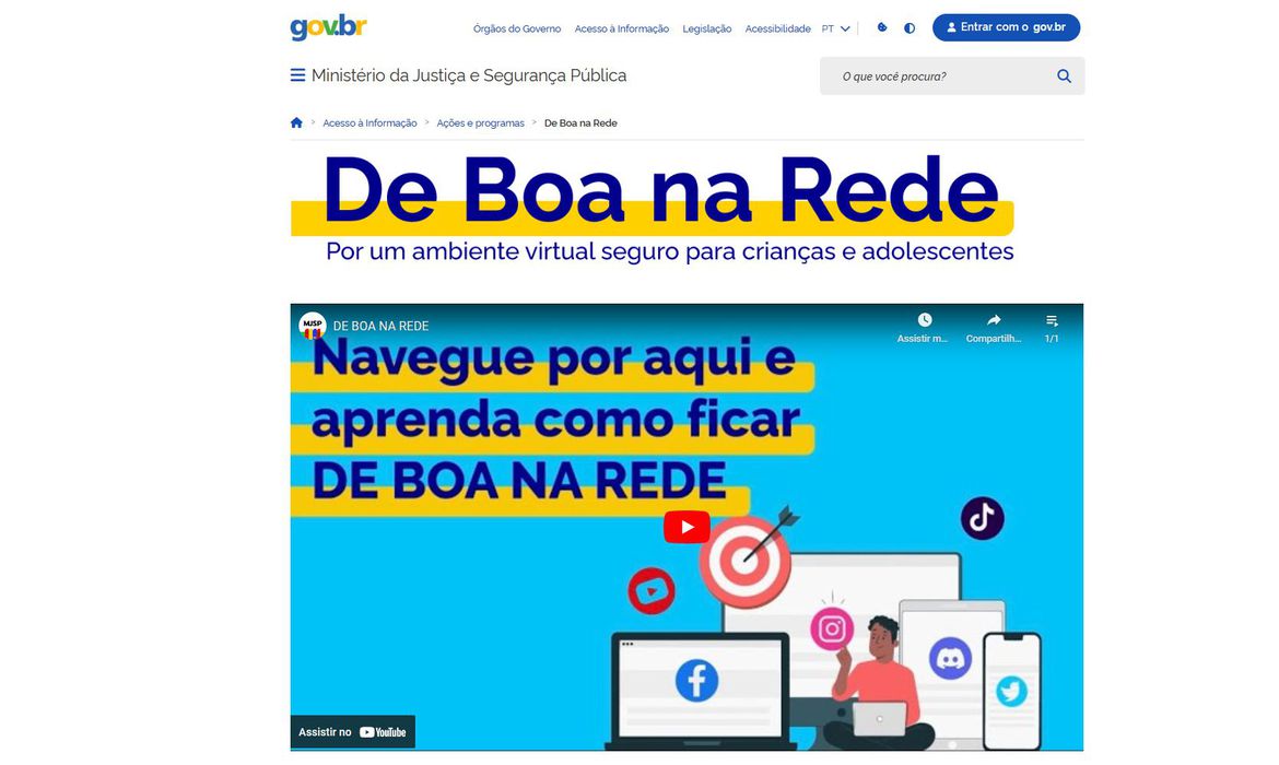 Página inicial do site De Boa na Rede.