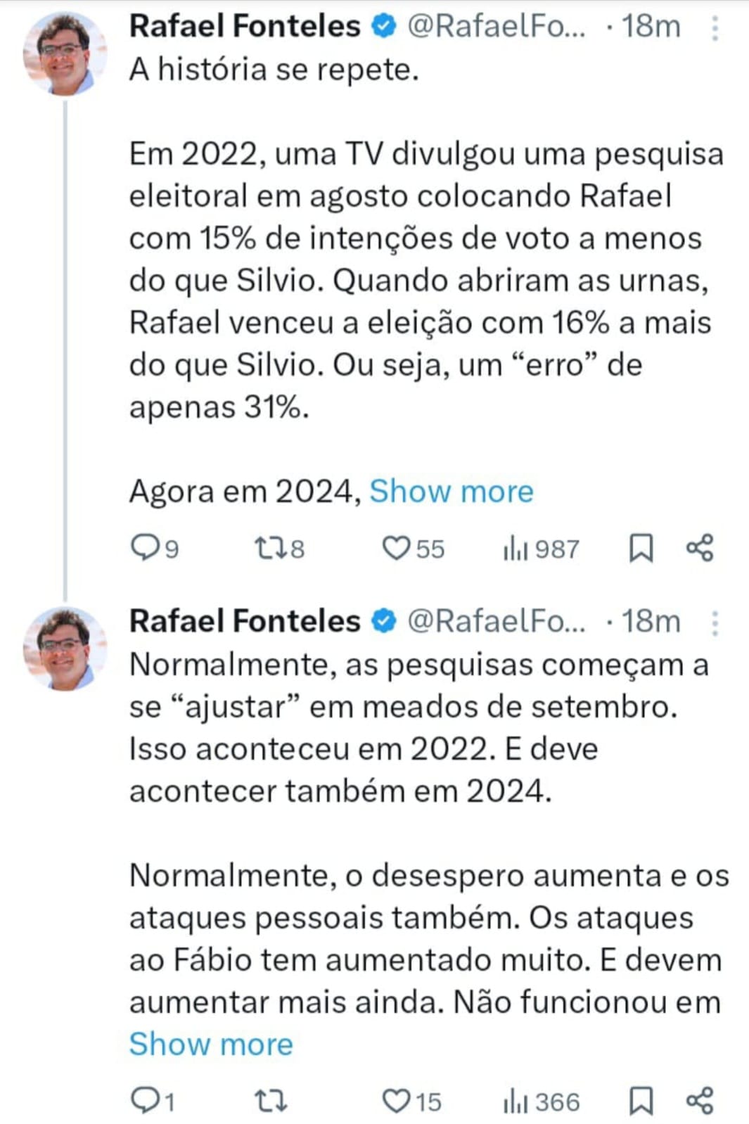 Postagem do governador Rafael Fonteles