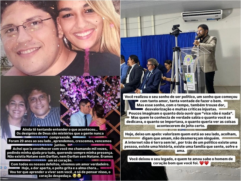 Esposa do vice-prefeito Darllan Barros se pronuncia após morte do marido