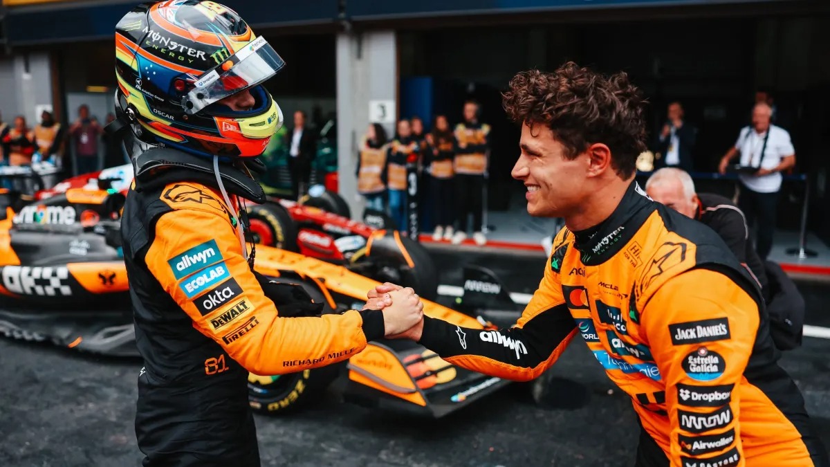 Oscar Piastri e Lando Norris no Grande Prêmio da Bélgica