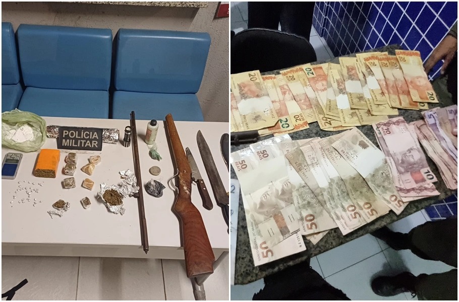 Cinco homens foram presos com drogas e dinheiro em espécie